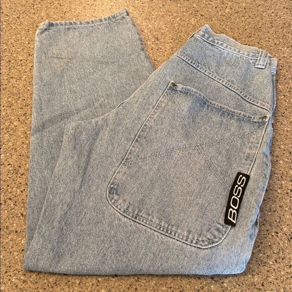 BOSS BY I.G. DESIGN Baggy Y2K Skater Hip-Hop Embroidered Pocket Denim Jeans - Picture 16 of 16